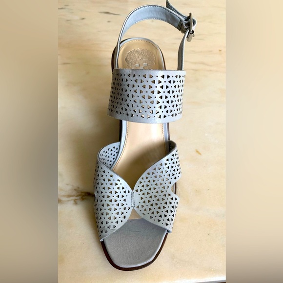 Vince Camuto Perforated Leather. Ankle strap. Wedge  Sandals. - Picture 5 of 8